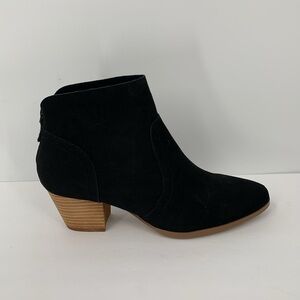 Violet & Red Cupid suede ankle boots black shoe bootie heel zipper new 6